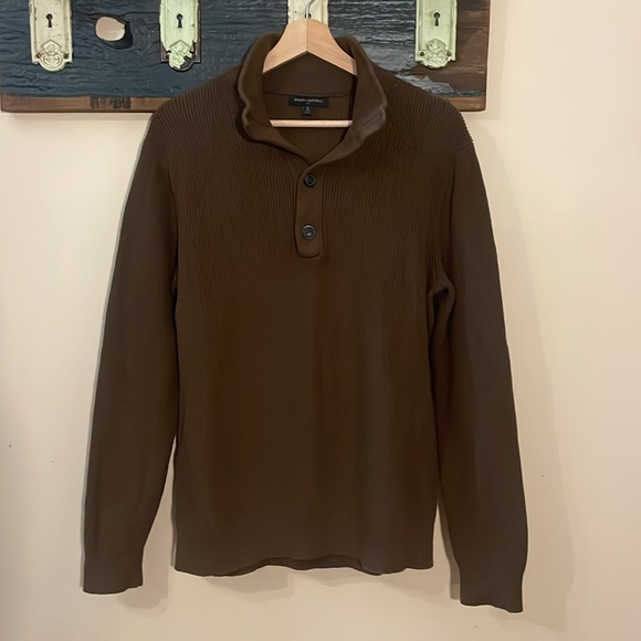 Banana Republic Brown Rib Knit Mock Neck Sweater Size Large - Picture 4 of 13